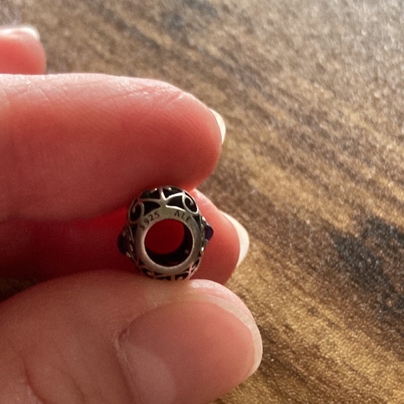 Heart charm with purple stone that fits Pandora bracelet - Picture 4 of 5